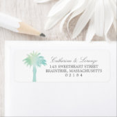 Serene Palm Tree Waterverf | Retouradres Etiket (Insitu)