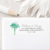 Serene Palm Tree Waterverf | Retouradres Etiket (Insitu)