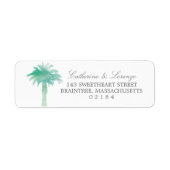 Serene Palm Tree Waterverf | Retouradres Etiket (Voorkant)
