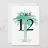 Serene Palm Tree Waterverf | Tabelnummer Kaart (Voorkant)