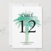 Serene Palm Tree Waterverf | Tabelnummer Kaart (Achterkant)