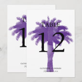 Serene palmboom Paarse Waterverf | Tabelnummer Kaart (Voorkant / Achterkant)
