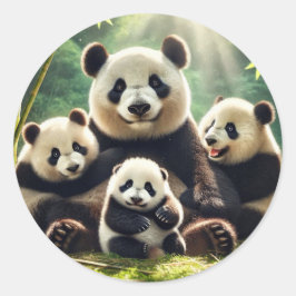 Serene Panda familie in het bos Sticker