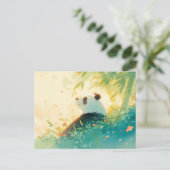 Serene Panda in Zonnig Bamboebos Briefkaart (Staand voorkant)