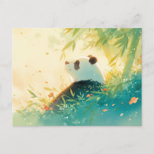 Serene Panda in Zonnig Bamboebos Briefkaart