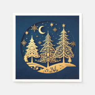 Serene Papercut Pines – Maanverlichte Woud Servet