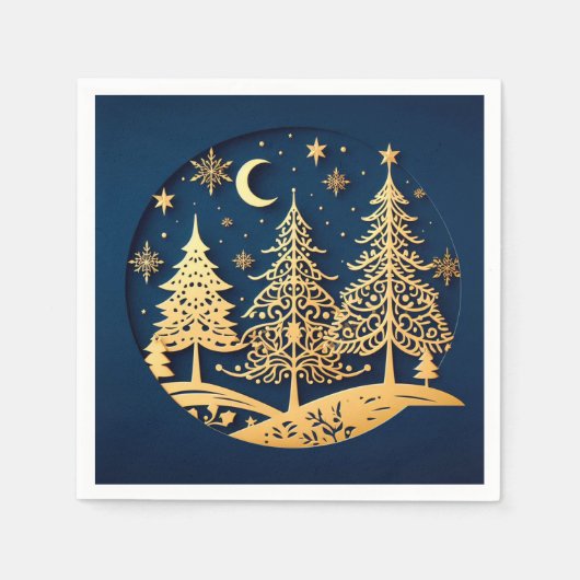 Serene Papercut Pines – Moonlit Forest Servet (Voorkant)