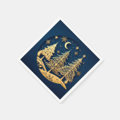 Serene Papercut Pines – Moonlit Forest Servet (Hoek)