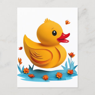Serene Papercut Rubber Duck Briefkaart