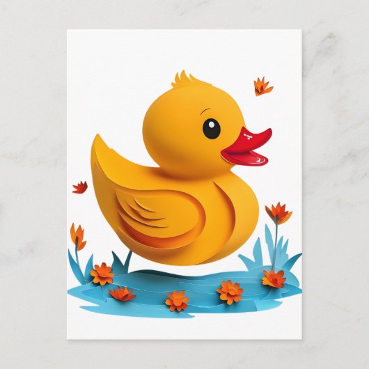 Serene Papercut Rubber Duck Briefkaart (Voorkant)
