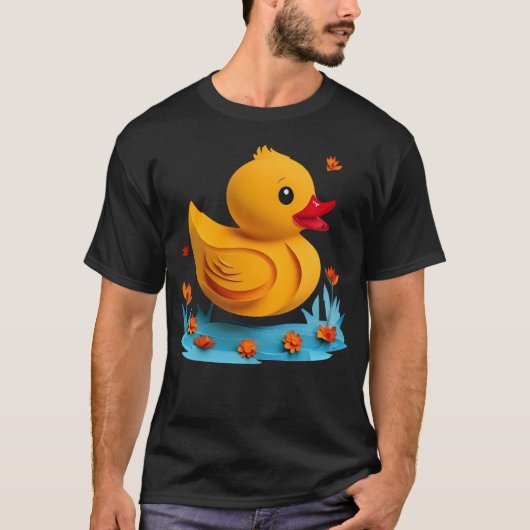 Serene Papercut Rubber Duck T-shirt (Voorkant)