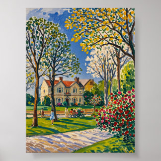 Serene Park Scene in het vroege voorjaar Poster