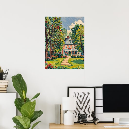 Serene Park Scene in het vroege voorjaar Poster (Thuiskantoor)