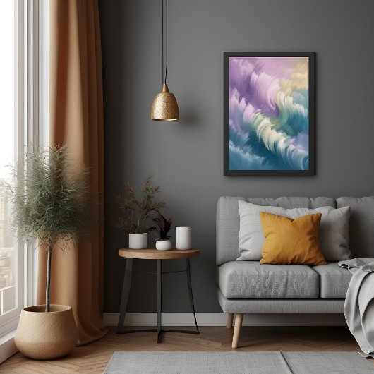 Serene Pastel Abstract Wave Dreamy Wall Art Poster