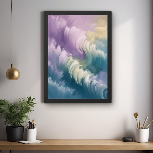 Serene Pastel Abstract Wave Dreamy Wall Art Poster