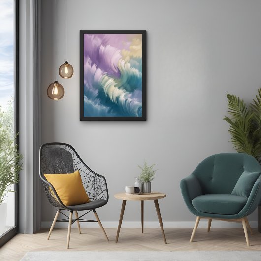 Serene Pastel Abstract Wave Dreamy Wall Art Poster