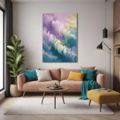 Serene Pastel Abstract Wave Dreamy Wall Art Poster