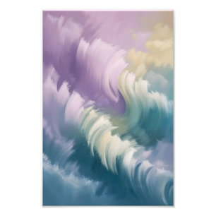 Serene Pastel Abstracte Wave Dromerige Kunst Foto Afdruk