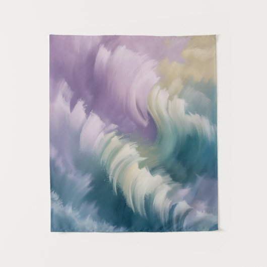 Serene Pastel Abstracte Wave Dromerige Kunst Wandkleed (Voorkant)