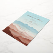 Serene Pastel Bergsilhouetten Folie Uitnodiging (Gedraaid)