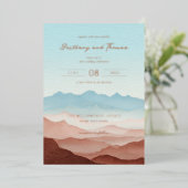 Serene Pastel Bergsilhouetten Folie Uitnodiging (Staand Voorkant)
