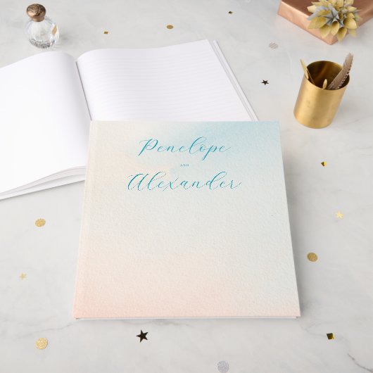 Serene Pastel Gradiënt met Sterren Gastenboek (Voorkant open)