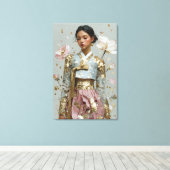 Serene Pastel Hanbok en Goud Folie Canvas Kunst (Insitu (Houten vloer))