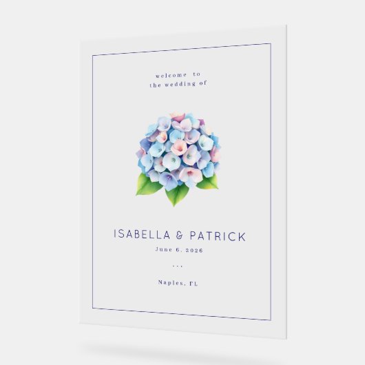 Serene Pastel Hydrangea Acryl Bord (Hoek)
