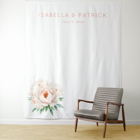 Serene Pastel Watercolor Peonies Wandkleed (In situ)