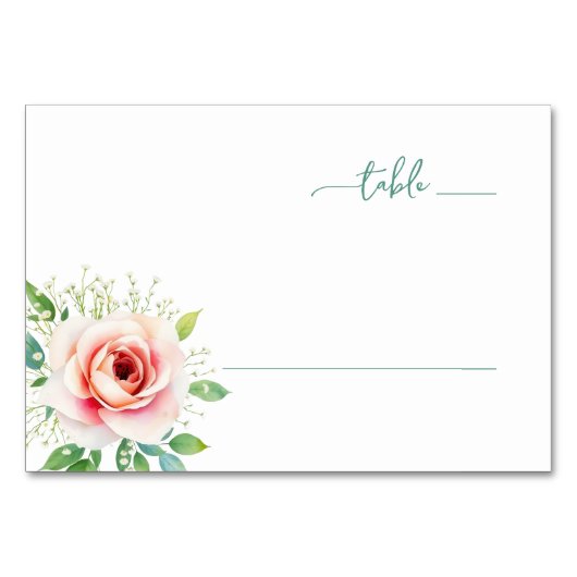 Serene Pastel Watercolor Rose Kaart (Voorkant)
