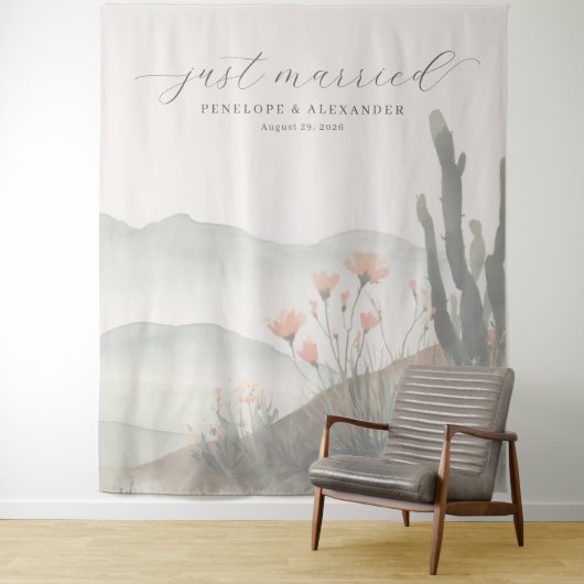 Serene Pastel Waterverf Woestijn Landschap Wandkleed (In situ)