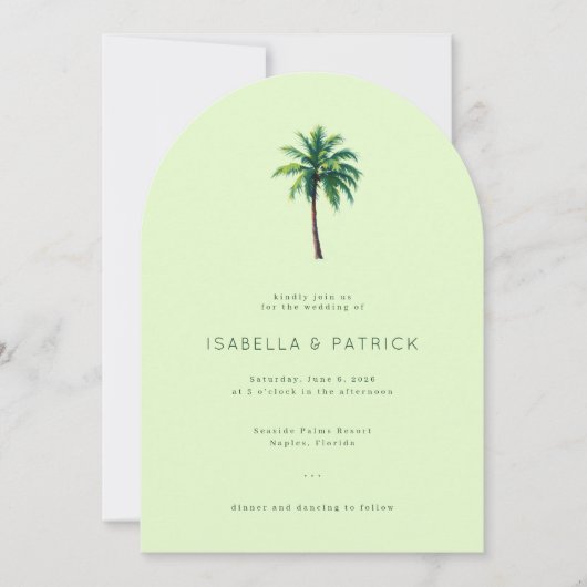 Serene Pastelgroene Palmboom Illustratie Kaart (Voorkant)