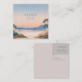 Serene Peach Blue Landscape Gold Frame Artistic Vierkante Visitekaartje (Voorkant / Achterkant)