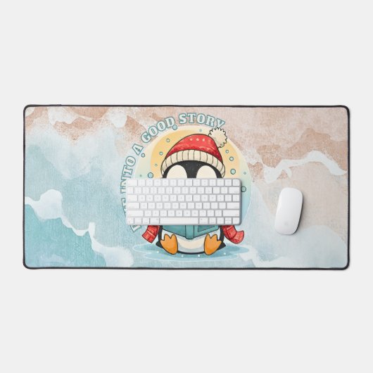 Serene Penguin Reader Large Desk Mat for Writers  (Keyboard & Muis)