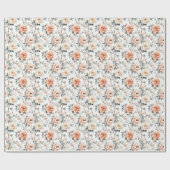 Serene Perzik Waterverf Bloemen Cadeaupapier (Vlak)
