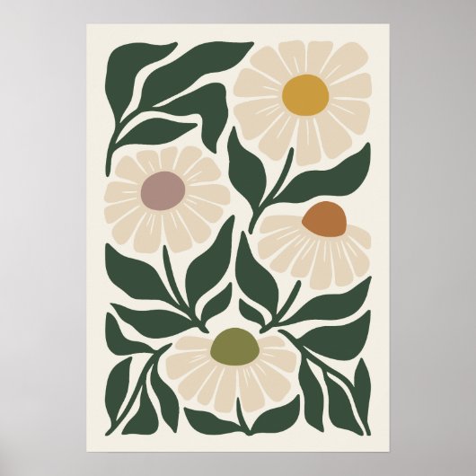 Serene Petals Mid Century Chamomile Poster (Voorkant)