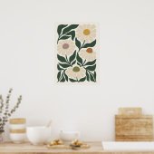 Serene Petals Mid Century Chamomile Poster (Keuken)