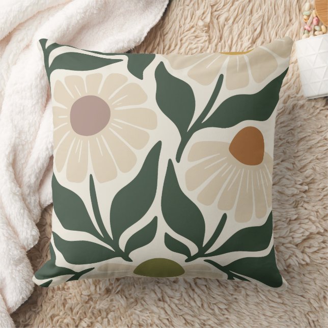 Serene Petals Mid Century Kamille Kussen (Deken)