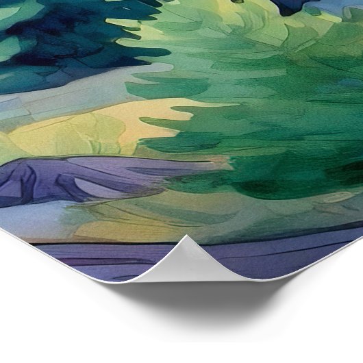 Serene Pine Forest Waterverf Art Print (Hoek)