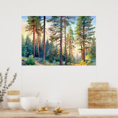 Serene Pine Forest Waterverf Art Print (Keuken)