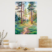 Serene Pine Forest Waterverf Art Print (Keuken)