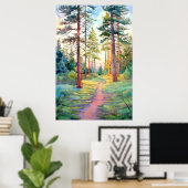 Serene Pine Forest Waterverf Art Print (Thuiskantoor)