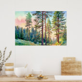 Serene Pine Forest Waterverf Art Print (Keuken)