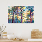 Serene Pine Forest Waterverf Print (Keuken)