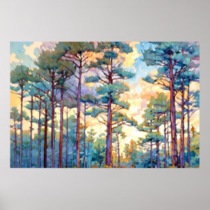 Serene Pine Forest Waterverf Print