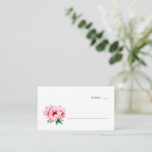 Serene Pink Floral Minimalist Plaatskaartje (Staand voorkant)