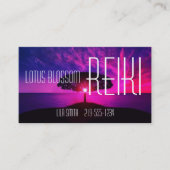 Serene Pink Sunset en Tree Reiki Visitekaartje (Voorkant)