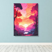 Serene Pink Sunset: Uitgebreide Canvas afdrukken (Insitu (Houten vloer))