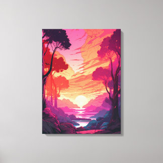 Serene Pink Sunset: Uitgebreide Canvas afdrukken