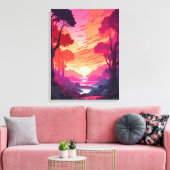 Serene Pink Sunset: Uitgebreide Canvas afdrukken (Insitu (Woonkamer))